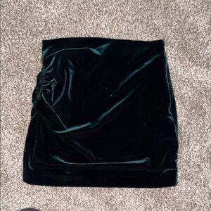 Vici Emerald Velvet Ruched Mini Skirt